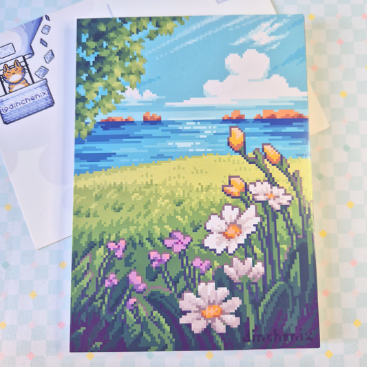 Print A6: Spring Flowers at the Sea