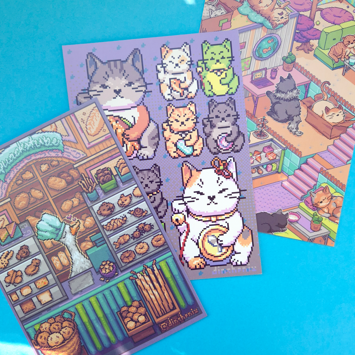 Print A6 Set: Cat, Cat, Duck